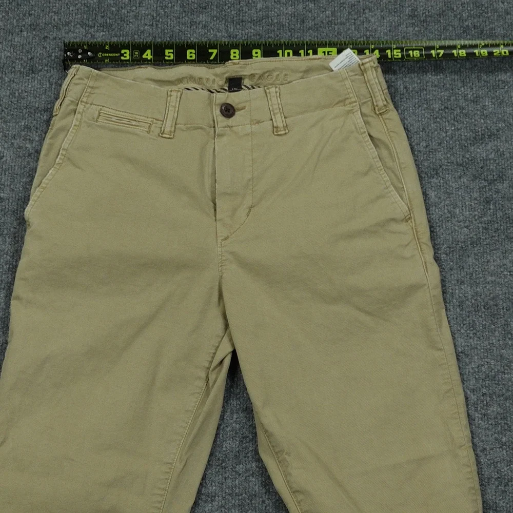 American Eagle Pants Mens 28x30 Khaki Tan Slim Fit Chino Stretch Cotton Blend